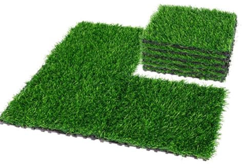 Set of 8 Artificial Grass Tile 30 x 30cm Interlocking Artificial Grass Turf with Drainage Holes, Fake Grass Mat for Garden, Patio, Balcony, and Outdoor Flooring