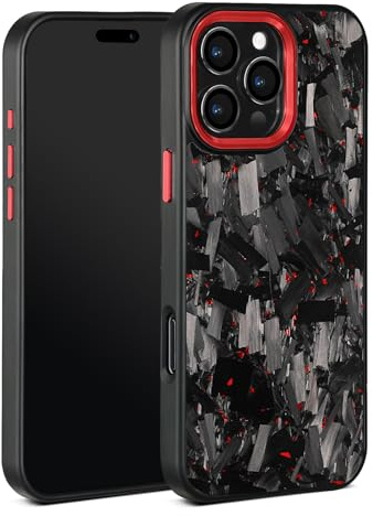 For iPhone 11 Forged Carbon Fiber Phone Case, Color Clash Design, Aramid Fiber Case, All-Inclusive Magnetic Wireless Charging Anti-Fall Protective for MagSafe Phone Case, Red Phone case
