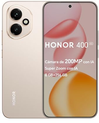 HONOR 400 5G-Smartphone 8GB+256GB, Cámara de 200MP con IA, Super Zoom con IA,6.55” y 120Hz y 5000 nits,Snapdragon 7 Gen 3,Android 15, Dual SIM, NFC, IP65,MagicOS 9.0-Desert Gold