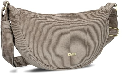 Zwei Damen Handtasche Mademoiselle.M M50 Moon-Bag 2 Liter Trend-Tasche in Halbmond-Form vielseitig als Bauchtasche Crossbody-Bag Abendtasche Umhängetasche zu tragen (cord-mocca)