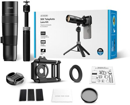 Téléobjectif de téléphone avec trépied 36X type clip pour prise de photos et vidéos en verre optique