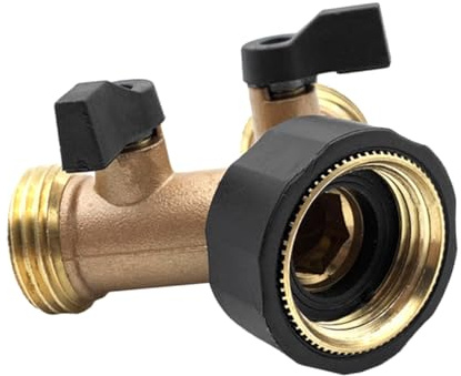 AKOOSY 2-Wege Gartenschlauchverteiler Abs Vernickelt Mit Doppelschlauchanschluss Wasserdurchfluss Regulierbar Kompatibel Für Außenwasserhahn Kompakt Und Robust