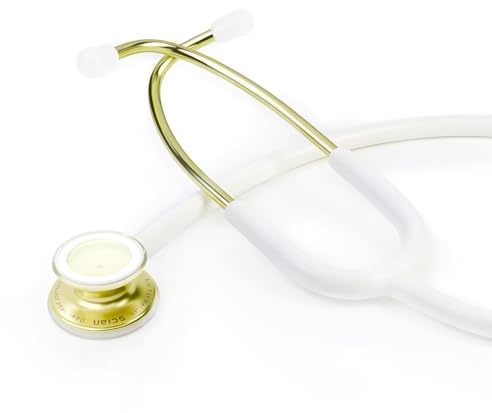 SCIAN Doppelkopf-Stethoskop für Ärzte, Krankenschwestern, Studenten, Kinder und Erwachsene, Klassisches Edelstahl leichtes Stethoskop mit Zubehör und Tragetasche（Weiß）