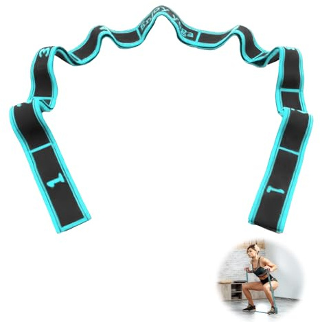 Yoga Stretching Strap, Stretching Band mit 9 Schleifen Hochelastischer Gymnastikband Fitnessbänder Stretch Gurt Fitness-Gummiband Yoga Gurt Stretchband Stretchriem für Pilates Tanz Gymnastik (Blau)