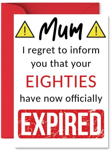 Funny 90th Birthday Cards for Mum, Your Eighties Have Expired | Happy Birthday Card for Mum Mummy Mom Mama from Son Daughter, A5 Banter Joke Humour Bday Greeting Cards Gift