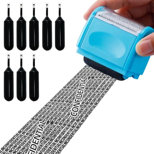 Address Blocker Wide Roller StampConfidential Roller Stamp, Data Defender, Identity Theft Protection Roller Stamp, Including 8-Pack Refills, Anti Theft and Privacy Safety
