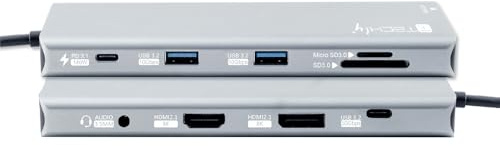 Techly 623707 Docking Station 10 in 1 USB-C™ USB HDMI DP Lettore SD/TF RJ45 2.5G/PD Hub Multiporta Silver