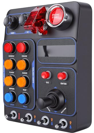Sxhlseller Simulator Race Central Control Box für -PC, 19 Tasten mit 30 Programmierbaren Optionen, RGB-Hintergrundbeleuchtung, USB-Anschluss, Kompatibel mit V9 GEN2 und den Meisten Rennrädern