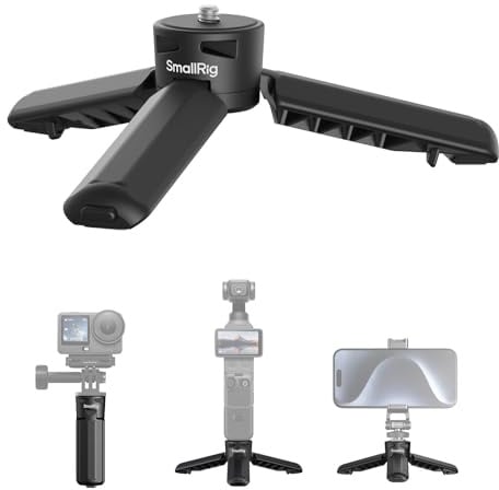 SMALLRIG Camera Tripod for DJI Osmo Pocket 4 / Pocket 3 / Action 6/5 Pro, for Action Cameras, 1/4-20 Screw, Load Capacity 500g / 17.6oz, Weight 50g / 1.76oz, Compact at 10cm / 3.9'' - 6049