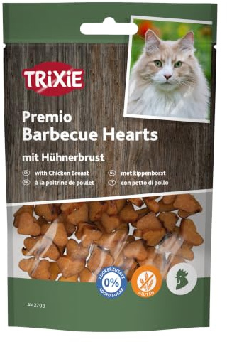 TRIXIE Hundeleckerli Premio Barbecue Hearts mit Hähnchenfleisch – 50 g | Schmackhafter Snack für jeden Tag – glutenfrei, ohne Zuckerzusatz, ideal für zwischendurch, mit hohem Fleischanteil