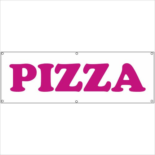 Indigos UG - Plane wasserdicht Gerüstplane - p147 - Pizza - Banner - 200 cm x 67 cm - Baustelle, Garten, Zaun oder Veranstaltung im Sommer - Werbeplane, Werbung