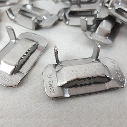 100 Stück V2A Edelstahlschlaufen 16mm | 5⁄8 | rostfrei | für V2A Edelstahlband | für die Befestigung von Objekten im Außenbereich | hohe Verarbeitungsqualität der Verbindungsklemmen