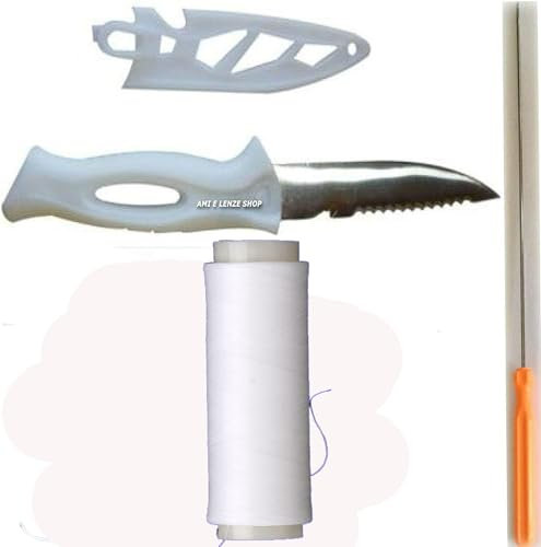 globe fishing Filo Elastico per Esche + ago infila sarde Pesce + Coltello sfilettatore Pesca Mare