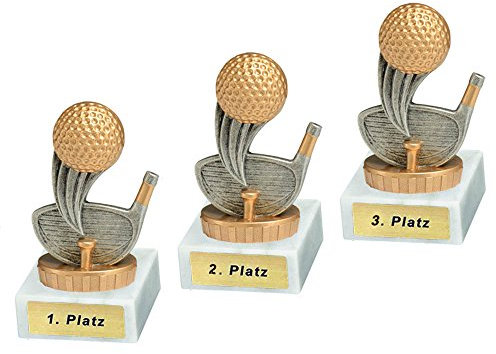 RaRu 3 Golf/Minigolf-Pokale mit Wunschgravur und Resin-Klebefigur