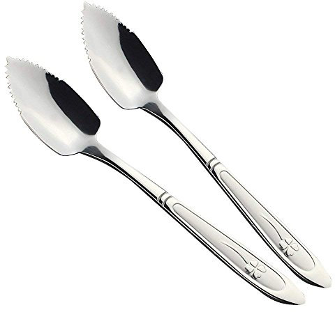 3PC Thick Stainless Steel Grapefruit Spoon Dessert Spoon Serrated Edge Picnic Serrated Spoon Sectioning Spoons