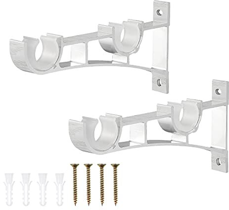 2pcs Barra de Cortina (Montaje de aleación de Aluminio Soporte Doble Porte-Tringle de Cortina ( )
