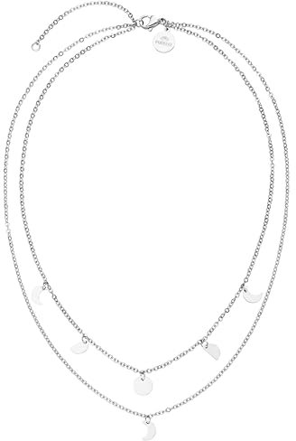 Purelei® Luna Kette Damen (Silber) – Halskette Damen aus langlebigem Edelstahl – Wasserfeste Kette mit Anhänger – 40-45 cm Länge verstellbar – Halskette für deinen individuellen Look