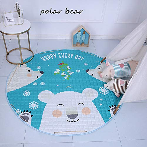 DOTBUY Krabbeldecke für Baby Aufbewahrungstasche, Kinderzimmer Dekoration Kinder Kuschelige Ausflug Spielmatte Runde Teppich Baumwolle Crawl Toy Bodenmatte (150cm,Eisbär)