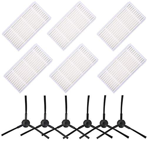 iAmoy Ersatzfilter Kompatibel mit Medion MD18500 MD18600 MD18501 Staubsauger Roboter - 6 * Filter + 6 * Seitenbürsten