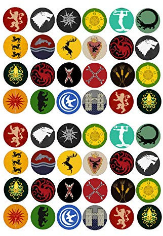 48 edible Game of thrones house sigils edible Style Wafer Paper Cupcake Cake Toppers Rice Paper
