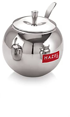 HAZEL Stainless Steel Oil and Ghee Container With Spoon for Kitchen | Multipurpose Oil Container | Capacity of 320ml, Silver