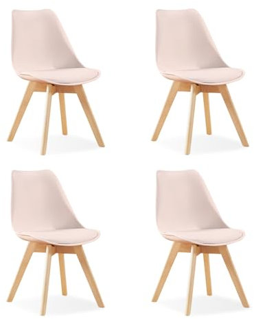 Designetsamaison Lot de 4 chaises scandinaves Roses - Bjorn
