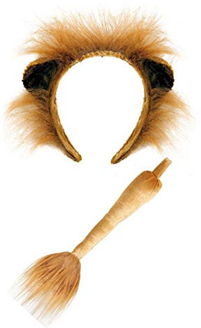 shoperama Kostümzubehör-Set Löwe Haarreif mit Ohren und Schwanz Braun Fell