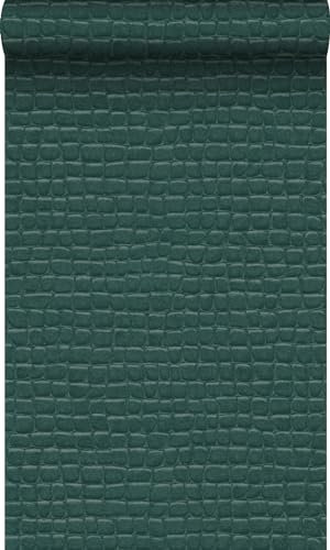 Origin papier peint peau de crocodile bleu canard 53 cm x 10.05 m Wallcoverings