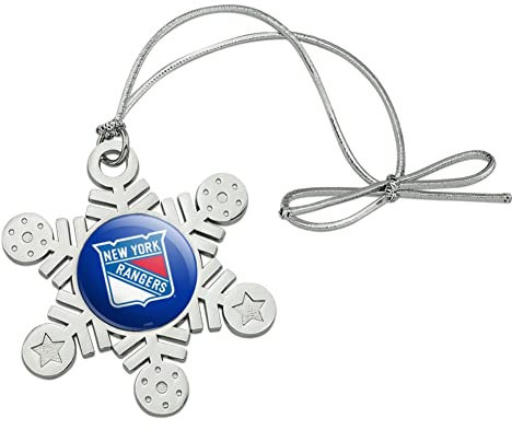 New York Rangers Logo Metall Schneeflocke Weihnachtsbaum Urlaub Ornament
