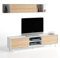 HOMN LIVING Mueble TV con Estante Kira 2 Puertas, Color Roble y Blanco, 180 cm (Ancho) 41 cm (Profundo) 51 cm (Altura)