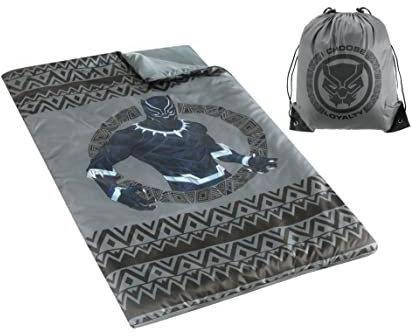 Marvel Black Panther, set di 2 pezzi con sacco a pelo e sacco a pelo, 76,2 cm x 54 L, età 3+