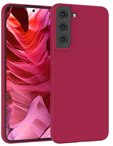 EAZY CASE Premium Silikon Handyhülle kompatibel mit Galaxy S22 Plus 5G Slimcover mit Kameraschutz und Innenfutter, Silikonhülle, Schutzhülle, Bumper, Handy Case, Hülle, Softcase, Beere