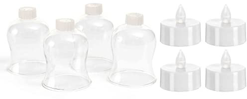 Novaliv 4X Teelichtaufsatz Klar Ø 6 cm mit 4 LED Teelichtern Glasaufsatz für Kerzenleuchter Kerzenständer Glas Adventskranz Teelichthalter Stabkerzenhalter Weihnachten Adventskerzenhalter Teelicht