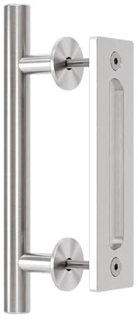 QINAIXQM 24CM Sliding Door Handle Double Sided Barn Door Handle Embedded Invisible Stainless Steel Silvery