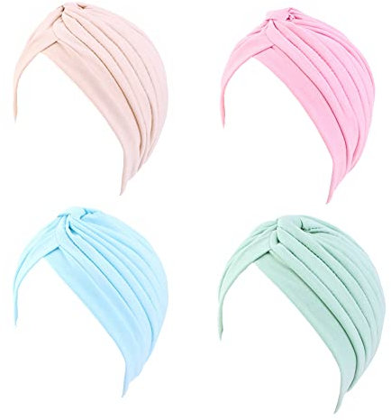 beauty YFJH Damen-Turban, Baumwolle, Kopfbedeckung, Kopfbedeckung, Haube, Haarausfall, Khaki, Rosa, Blau, Bohnengrün, Einheitsgröße