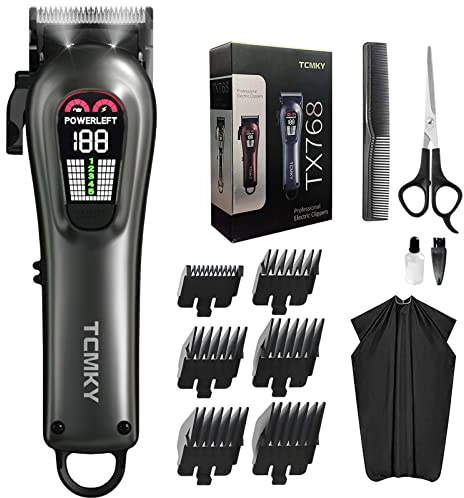 TCMKY Hair Clippers for Men Professional Hair Trimmer for Men Cordless&Corded Barber Clippers for Hair Cutting & Grooming.Rechargeable Hair Trimmer Kit for Household(Silvery)