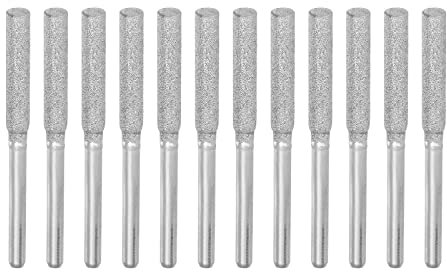 sourcing map 2Packs (12pcs) Diamond Coated Chainsaw Sharpener Bits 5/32 4mm Cylinder Head Electric Chain Saw Grinder