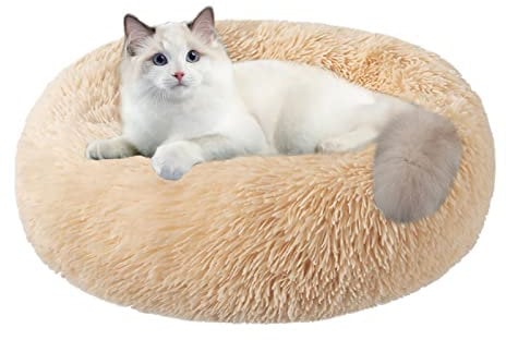 Nisrada Katzenbetten für Indoor-Katzen, 50cm, Hundebett für kleine Melium-große Hunde, waschbares, rundes Haustierbett für Welpen und Kätzchen, mit Rutschfester Unterseite