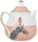 Yvonne Ellen Carnival Giraffe Vintage Style Teapot, Bone China with Gilt Gold Detail, Designed in England, Pretty Pastel Color with Quirky Pattern