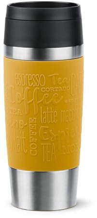 Emsa N20208 Travel Mug Classic Gobelet isotherme 0,36 l | Bouchon à vis confortable | Acier inoxydable | 4 h chaud et froid 8 h | 100% étanche | Passe au lave-vaisselle | Ouverture à 360° | Jaune