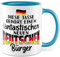 Einbürgerung Tasse Geschenk, Diese Tasse gehört einem fantastischen neuen Bürger Geschenkidee Kaffeetasse mit Spruch herzlich Kaffee-Becher Neu Deutschland Einwanderung Willkommensgeschenk (Weiß/Blau)
