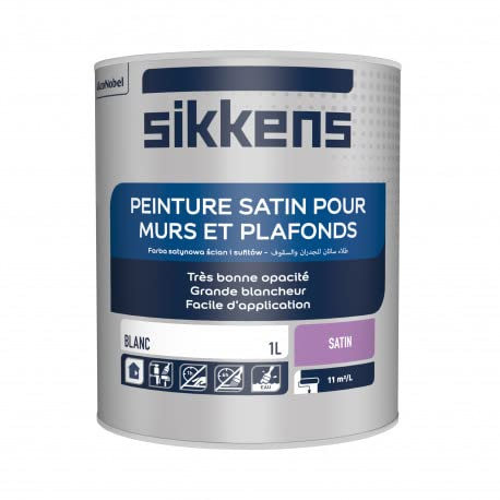 Peinture murs et plafonds 1L Blanc satin