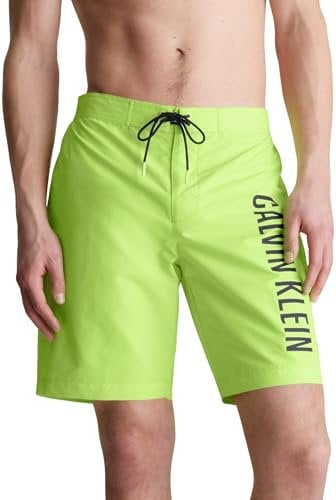 Calvin Klein Boardshort KM0KM01017 Short de Surf, Vert (Citrust Burst), S Homme