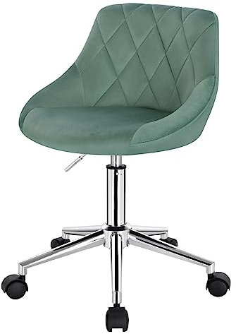 EUGAD Silla de Escritorio con Ruedas Taburete de Oficina Silla Giratoria de Terciopelo Silla Ergonómica Turquesa 0170BGY