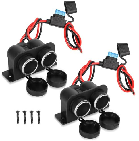 Zigarettenanzünder-Steckdose, 2 Stück, 12V 3.1A, mit Sicherung | Doppel-Steckdosen-Splitter, Wasserdicht, 120W, Für Wohnmobil Boot Motorrad LKW ATV UTV Van