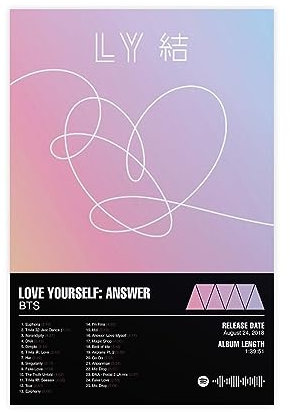 BTS Poster Love Yourself Answer Album Cover Poster 1 Leinwand Poster Schlafzimmer Dekor Sport Landschaft Büro Zimmer Dekor Geschenk 50 x 75 cm