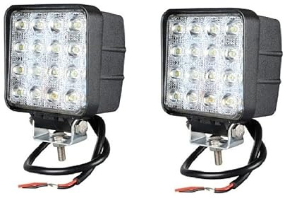2 Phares de Travail Carré LED 12V-24V 48W Projecteur Longue Portée Feux Spot Auxiliaires pour Voiture Tout-Terrain 4x4 Moto Camion Agricole Utilitaire
