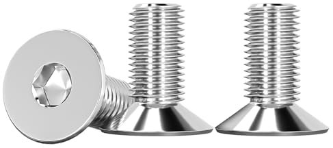 Drenky 10 Pièces M8 X 16mm Vis à Tête Fraisée, Tête Fraisée Allen Vis à Tête Fraisée Argent en Acier Inoxydable A2 V2A Vis Hexagonales Norme DIN 7991 / ISO 10642 Vis Inox