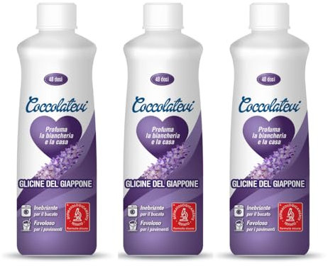 COCCOLATEVI Profumatore Bucato Glicine del Giappone, 3 Confezioni da 300 ml, Essenza Bucato da Utilizzare Come Profumatore Bucato Lavatrice e Asciugatrice, Profumatore Casa o Detergente Pavimento