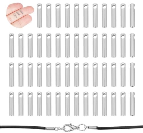 UNICRAFTALE About 100Pcs Stainless Steel Cord Ends End Caps 1mm Inner Diameter Column Cone Leather Cord Ends Jewelry Making Caps Bracelet End Caps Terminators Cord Finding for Necklace Jewelry Making